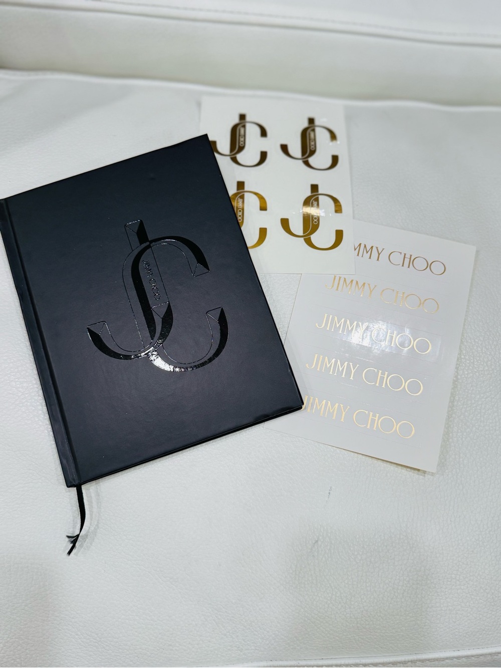 Jimmy Choo Black Notebook with Gold Logo Stickers